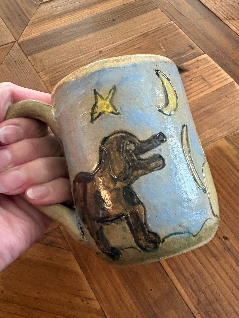 Carolyn Simmons Three Dog Pottery Ceramic Mug, Blue Glaze